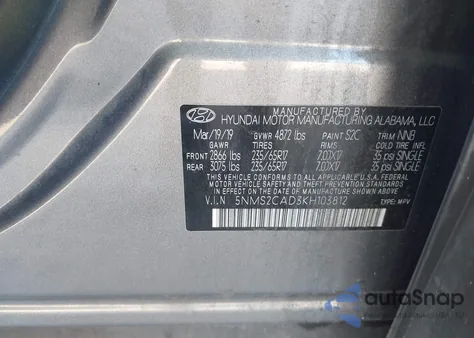 2019 Hyundai Santa Fe Se из США, поврежденный, VIN 5NMS2CAD3KH103812